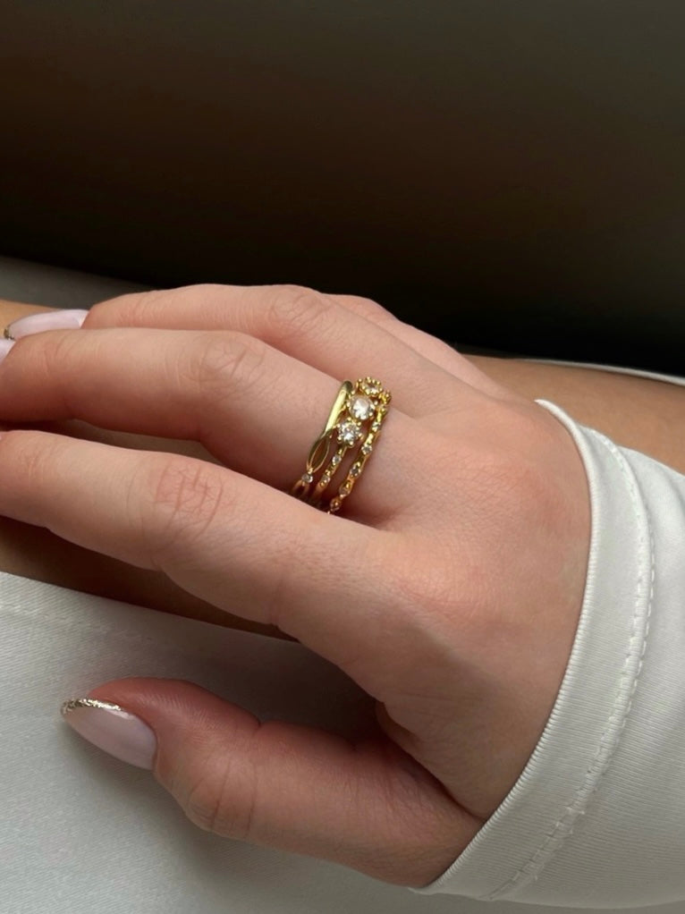 Braided Birthstone Stacking Ring Set