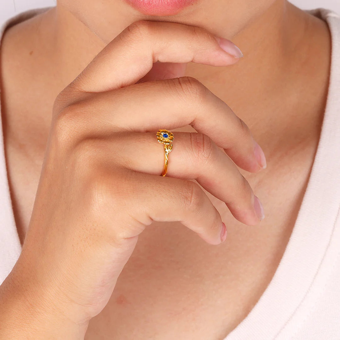 Dainty Gold Birth Flower Ring