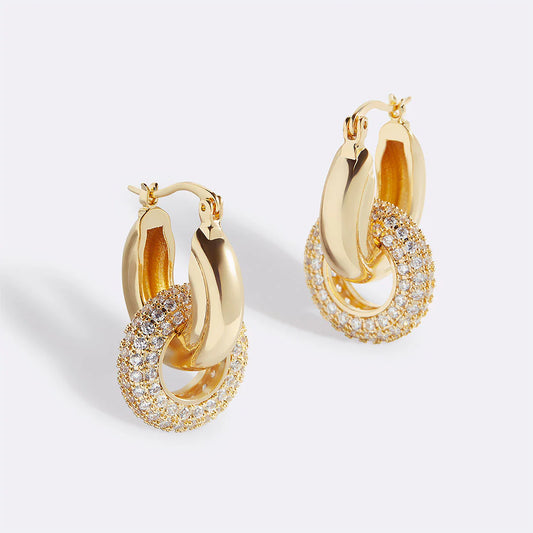 Pave Interlock Hoop Earrings