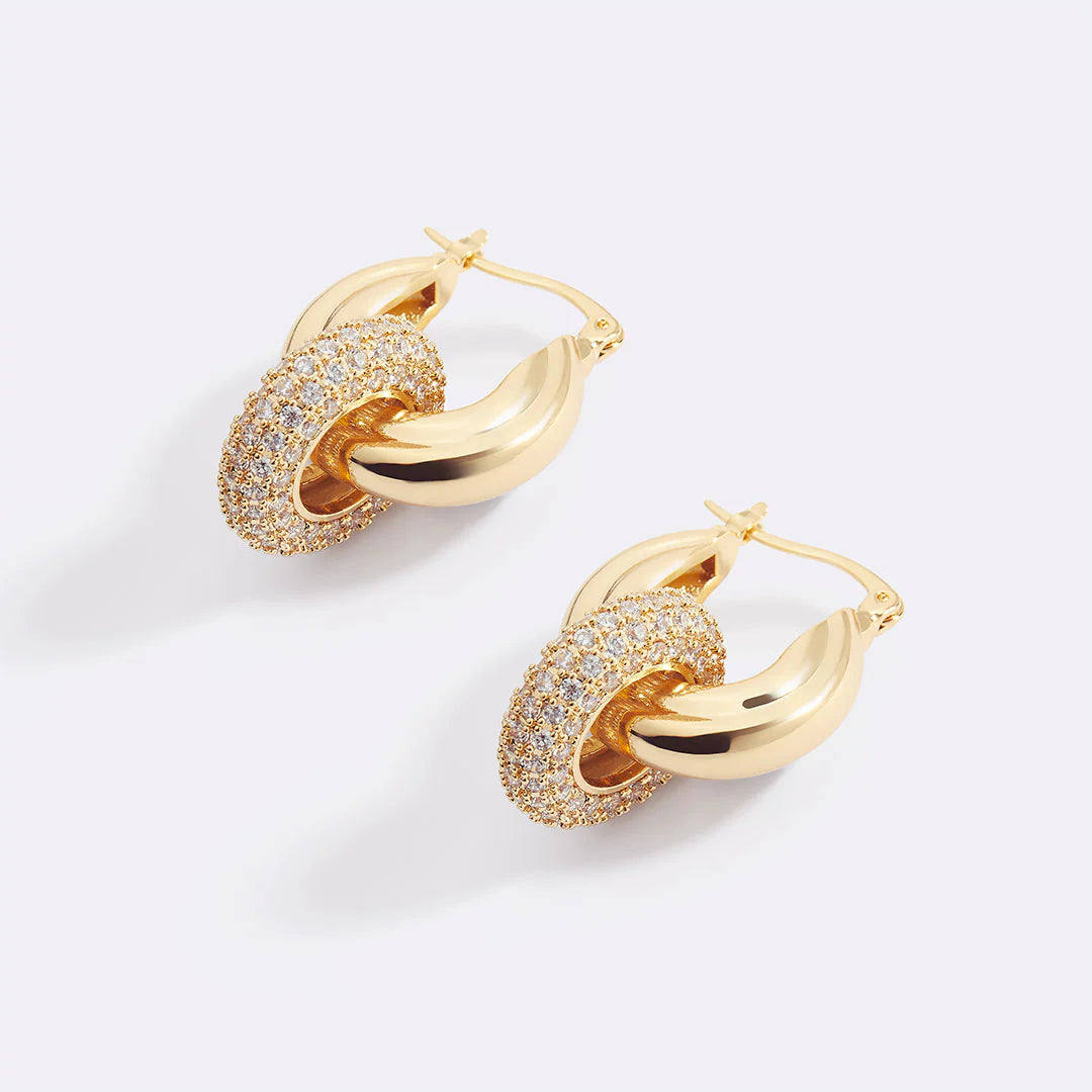 Pave Interlock Hoop Earrings