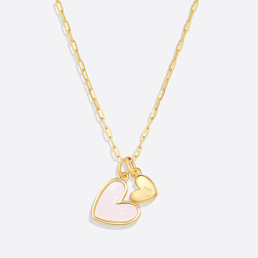 Mother Of Pearl Initial Heart Necklace