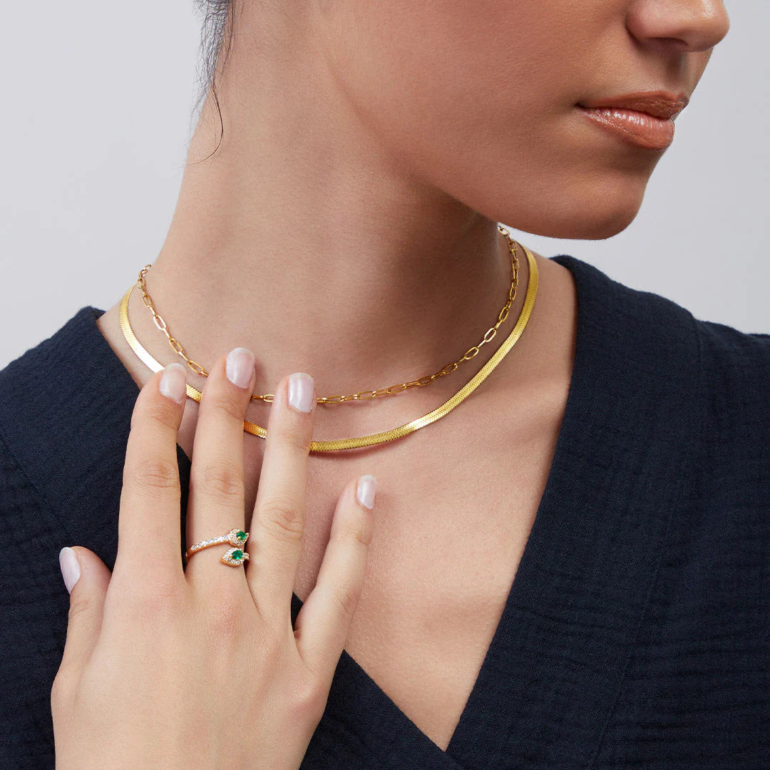 Herringbone & Paperclip Chain Set