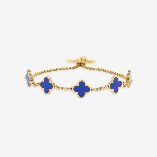 Navy Clover Enamel Bracelet