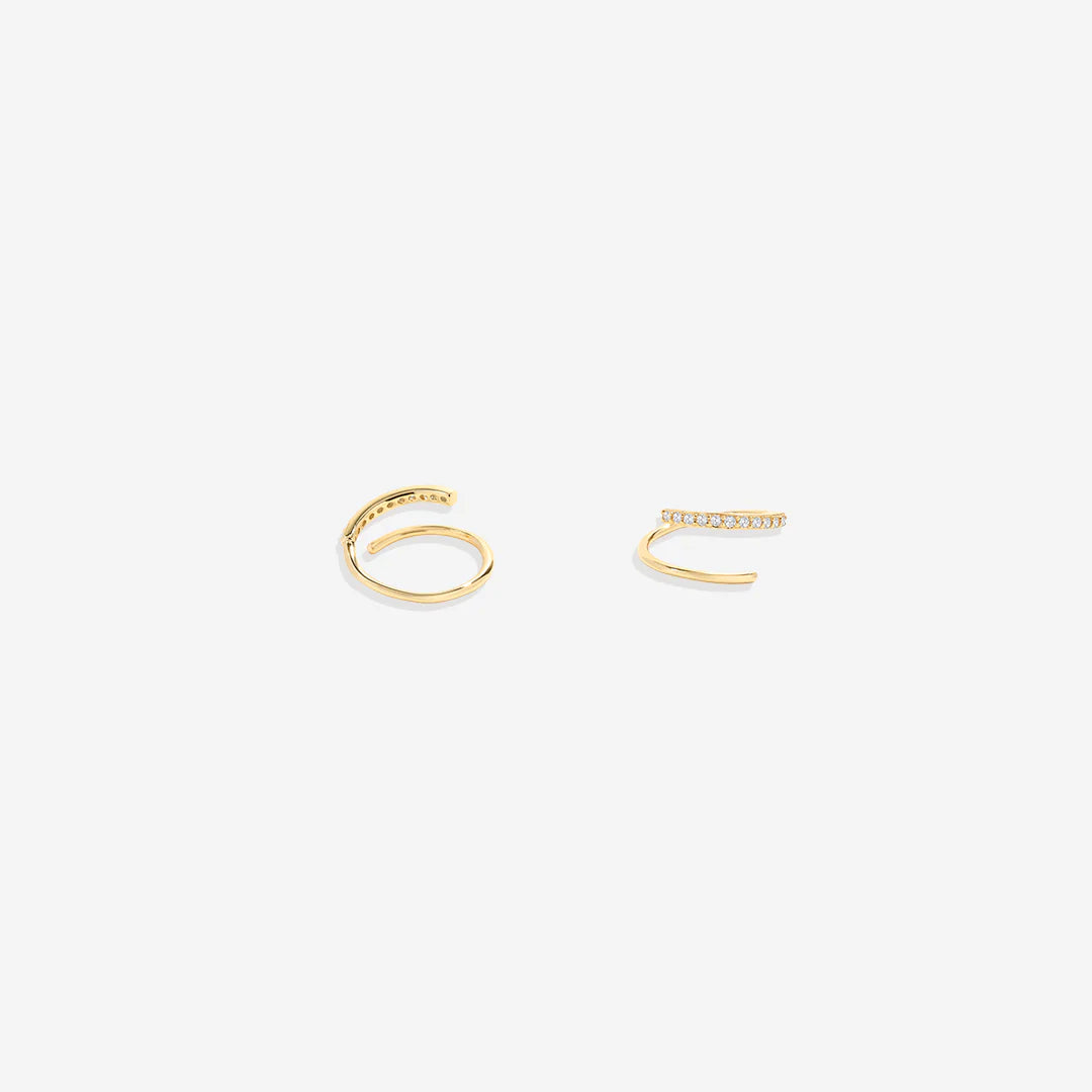 Double Loop Huggie Hoop Earrings