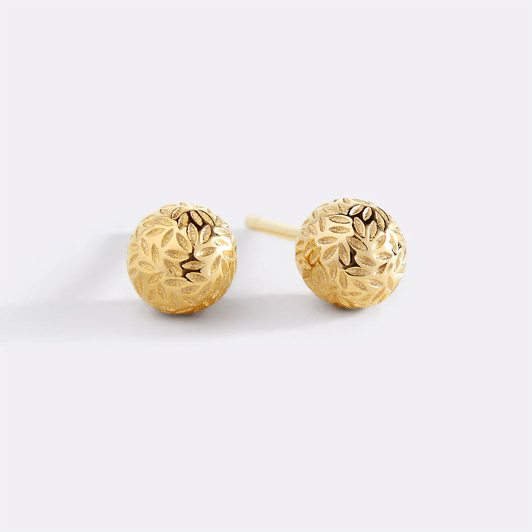 Textured Gold Ball Studs